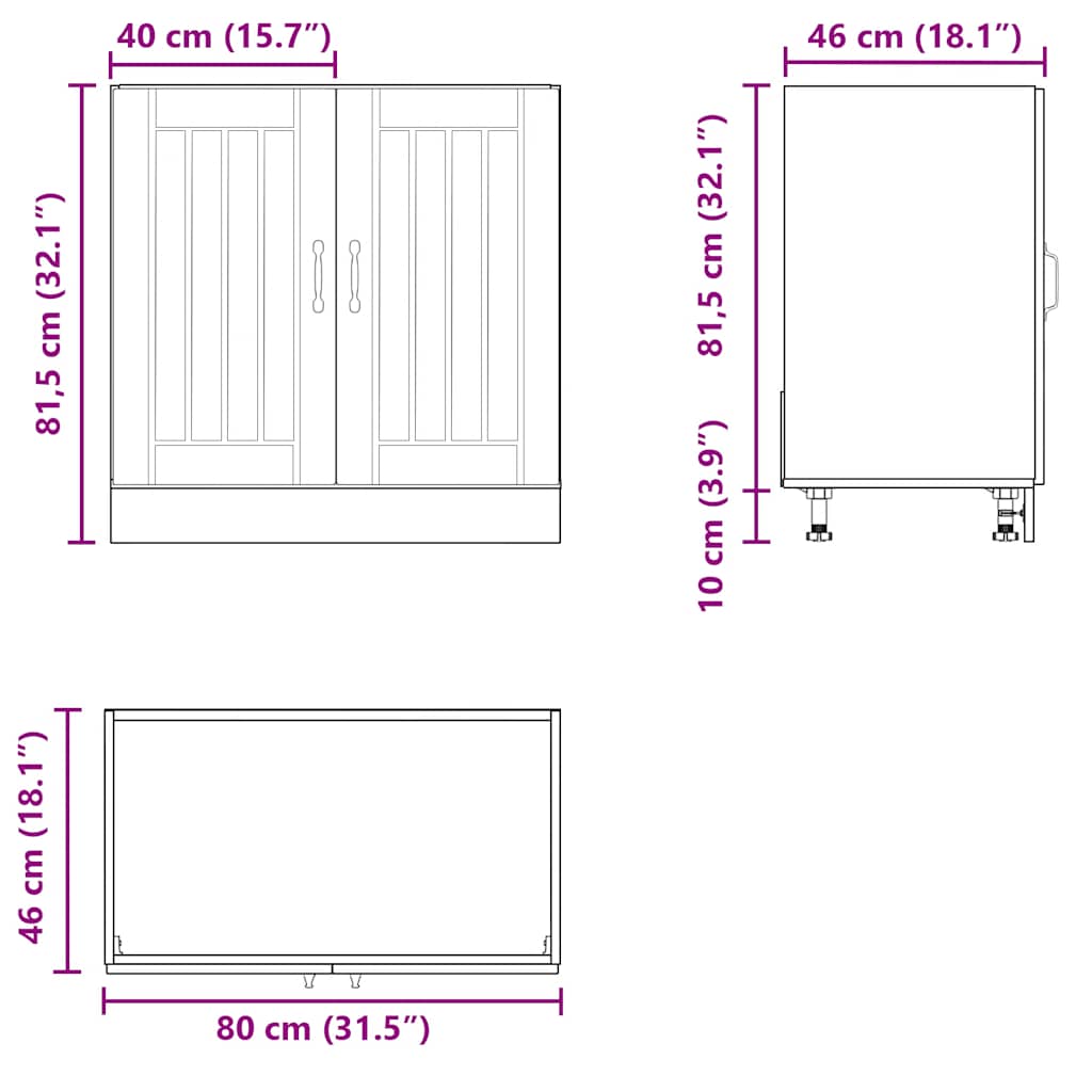 Mobile Base Lavello Lucca Bianco Lucido in Legno Multistrato - homemem39