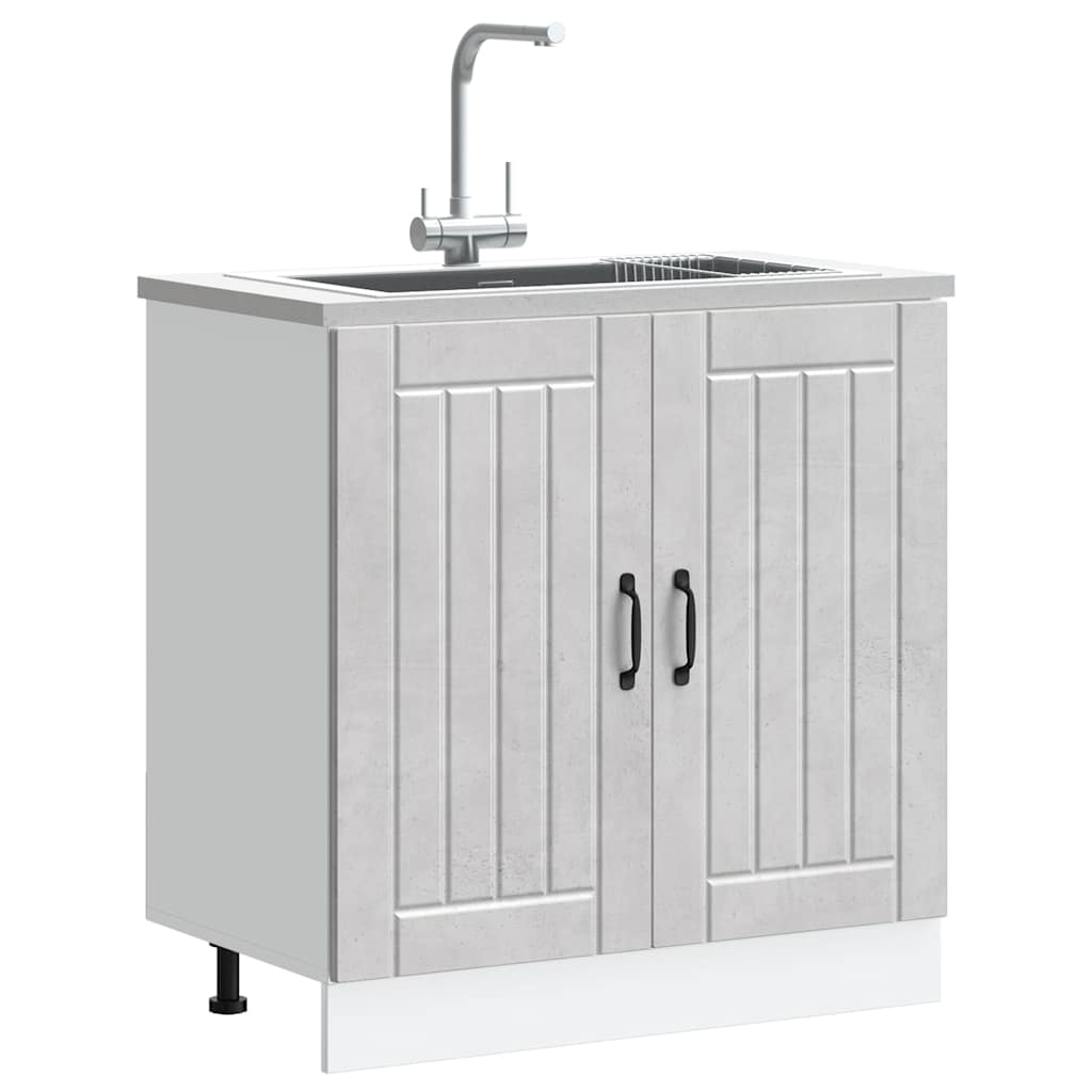 Mobile Base Lavello Lucca Grigio Cemento in Legno Multistrato - homemem39