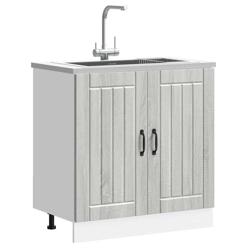 Mobile Base Lavello Lucca Grigio Sonoma in Legno Multistrato - homemem39