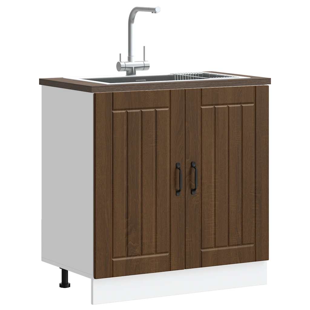 Mobile Base Lavello Lucca Rovere Marrone in Legno Multistrato - homemem39