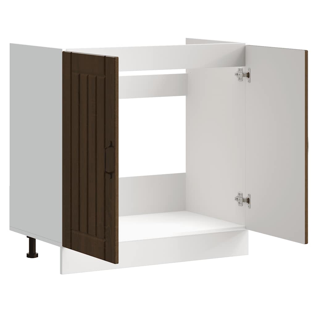 Mobile Base Lavello Lucca Rovere Marrone in Legno Multistrato - homemem39