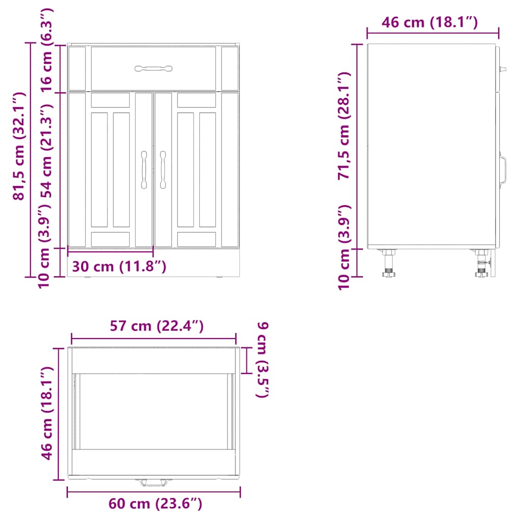 Base da Cucina Lucca Nero in Legno Multistrato - homemem39
