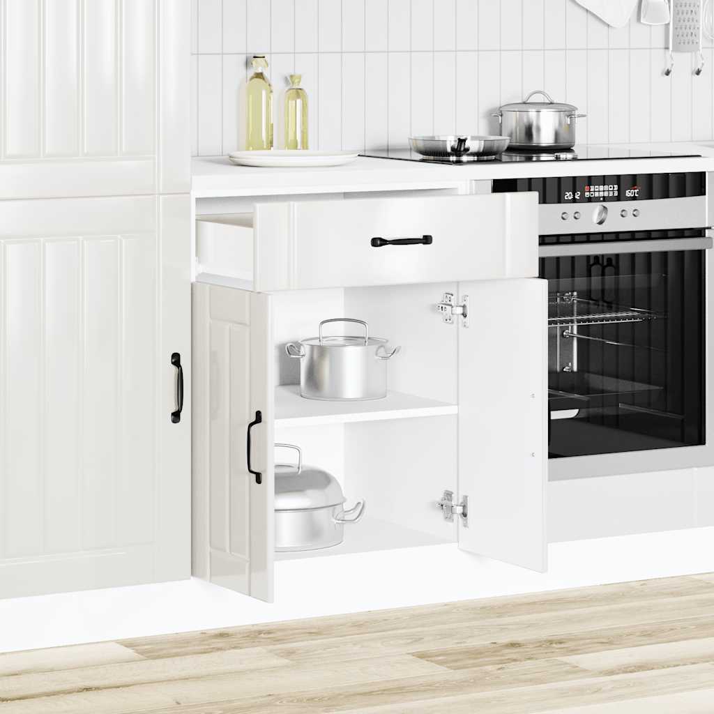 Base da Cucina Lucca Bianco Lucido in Legno Multistrato - homemem39