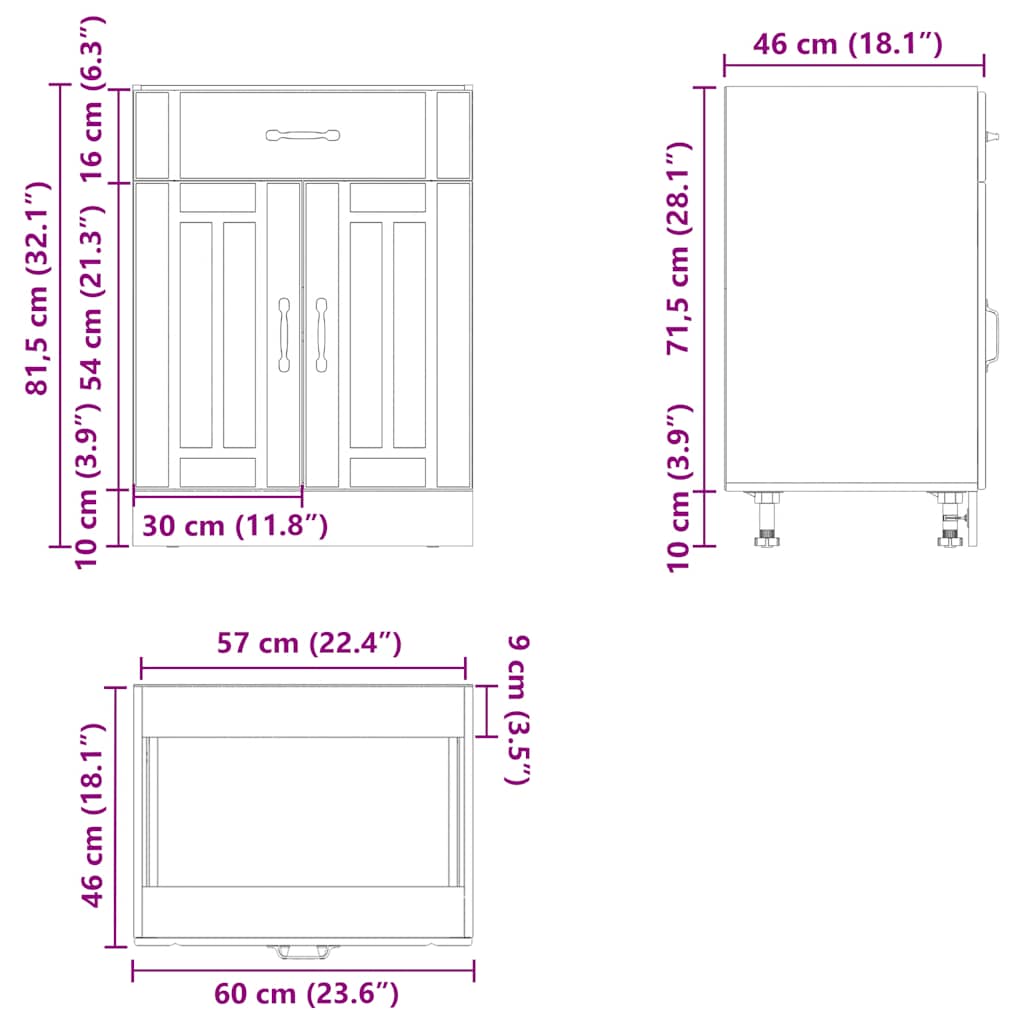Base da Cucina Lucca Rovere Marrone in Legno Multistrato - homemem39
