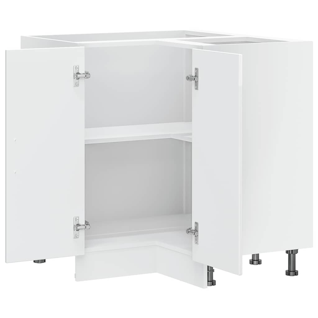 Mobile Base ad Angolo Cucina Lucca Bianco Lucido in Truciolato - homemem39