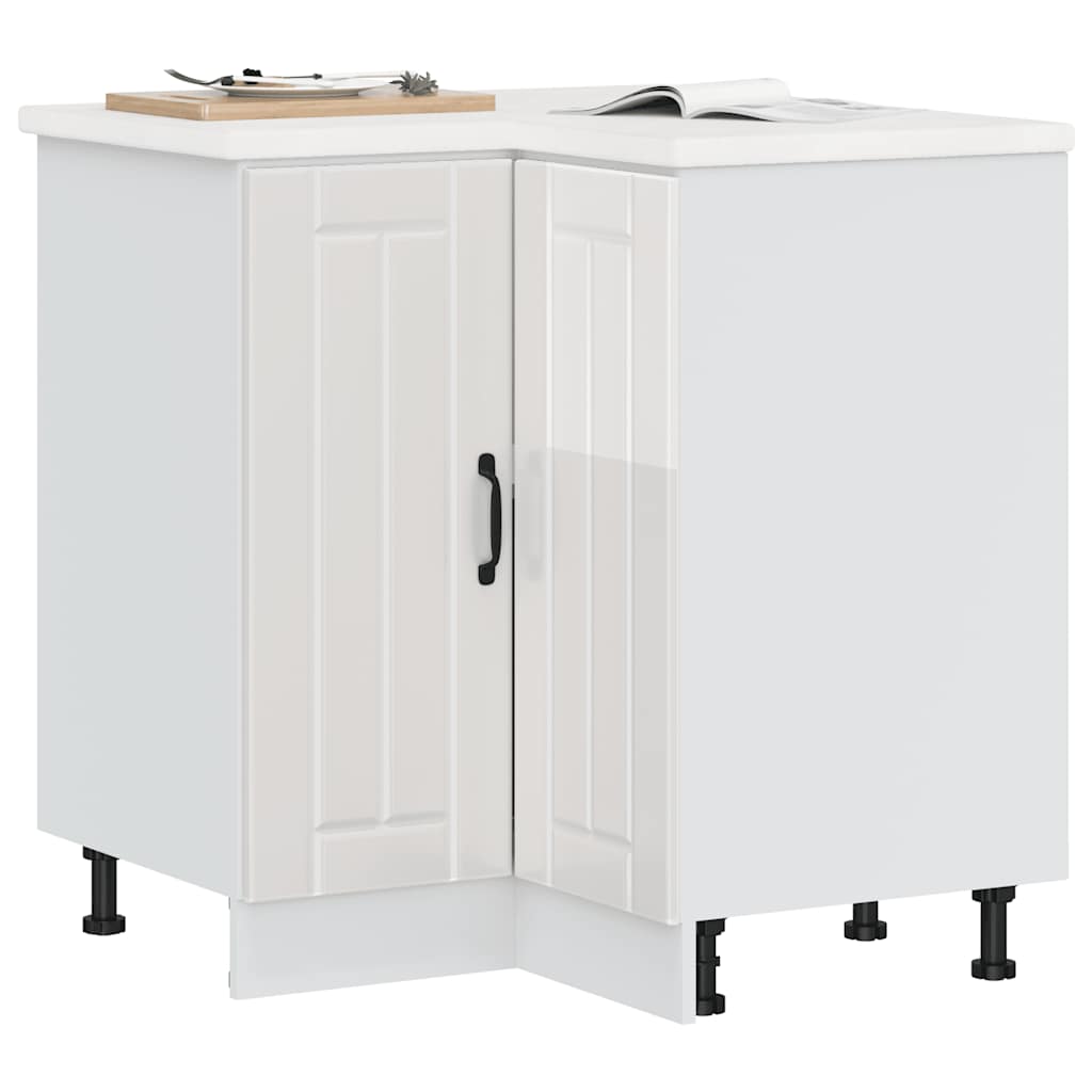 Mobile Base ad Angolo Cucina Lucca Bianco Lucido in Truciolato - homemem39