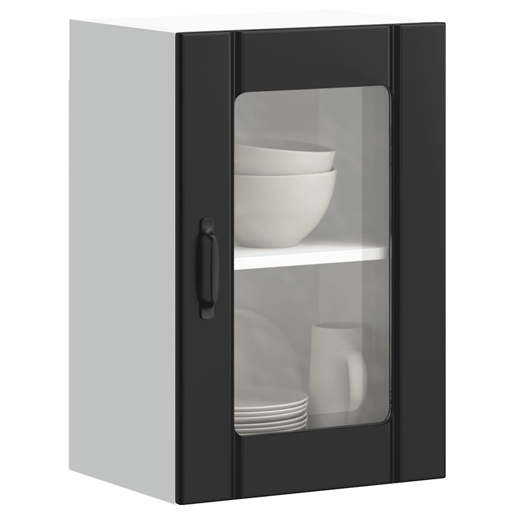 Pensile da Cucina con Porta in Vetro Lucca Nero - homemem39