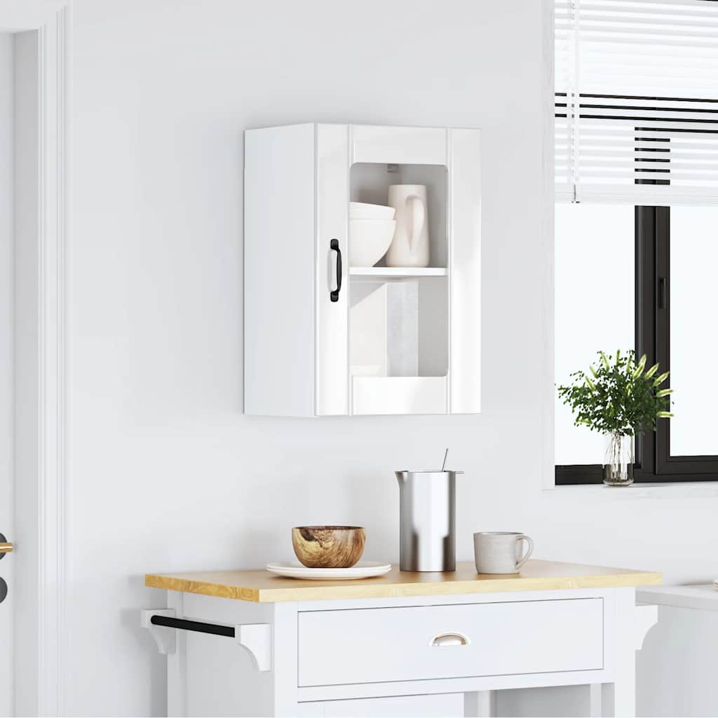 Pensile da Cucina con Porta in Vetro Lucca Bianco Lucido - homemem39