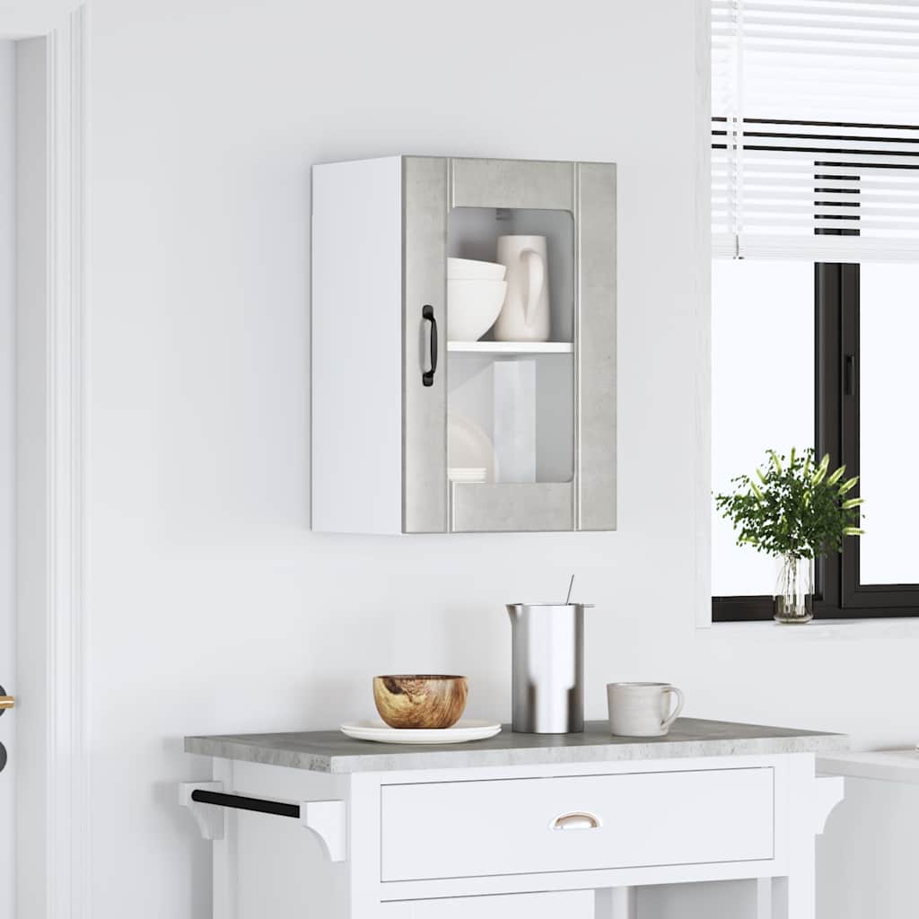 Pensile da Cucina con Porta in Vetro Lucca Grigio Cemento - homemem39