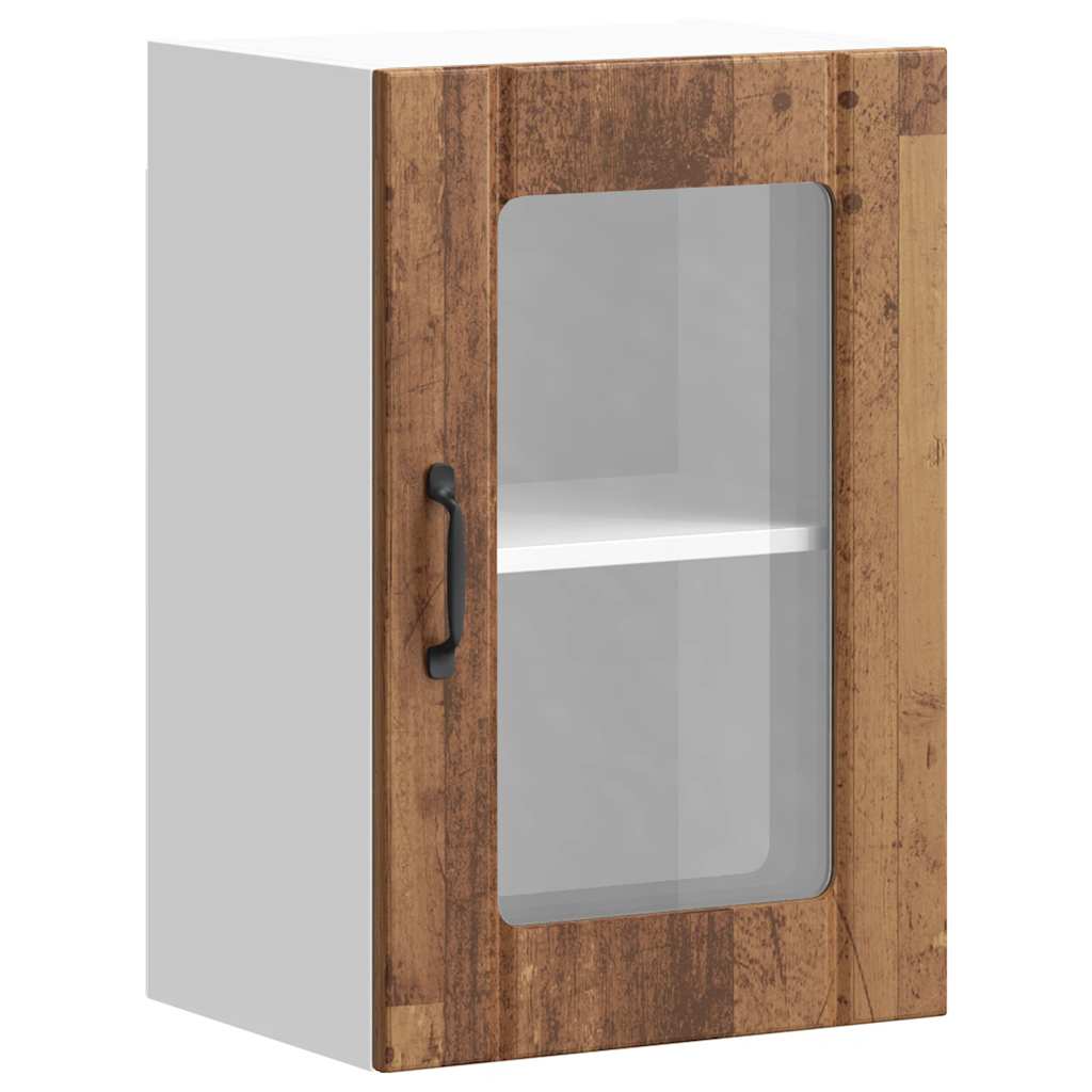 Pensile da Cucina con Porta in Vetro Lucca Legno Antico - homemem39
