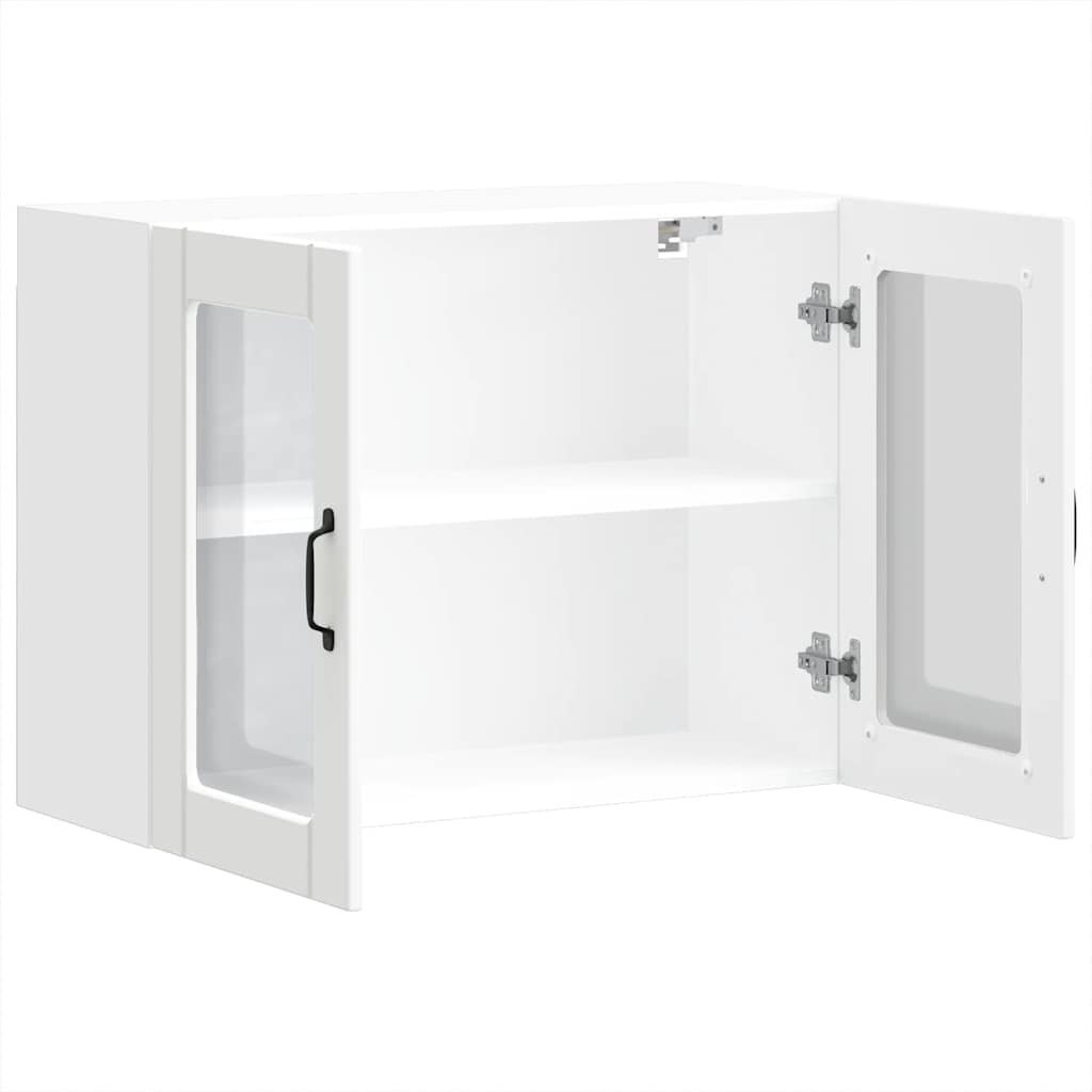 Pensile da Cucina con Porta in Vetro Lucca Bianco Truciolato - homemem39