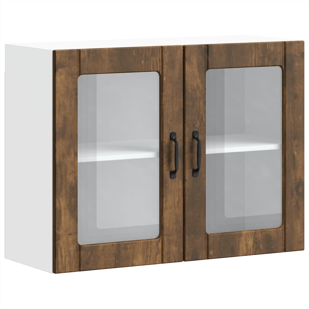 Pensile da Cucina con Porta in Vetro Lucca Rovere Fumo - homemem39