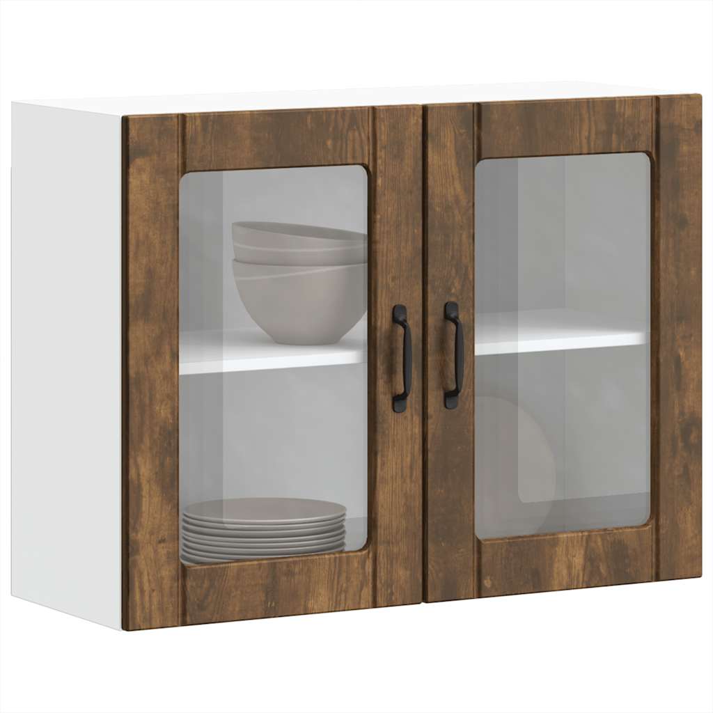 Pensile da Cucina con Porta in Vetro Lucca Rovere Fumo - homemem39