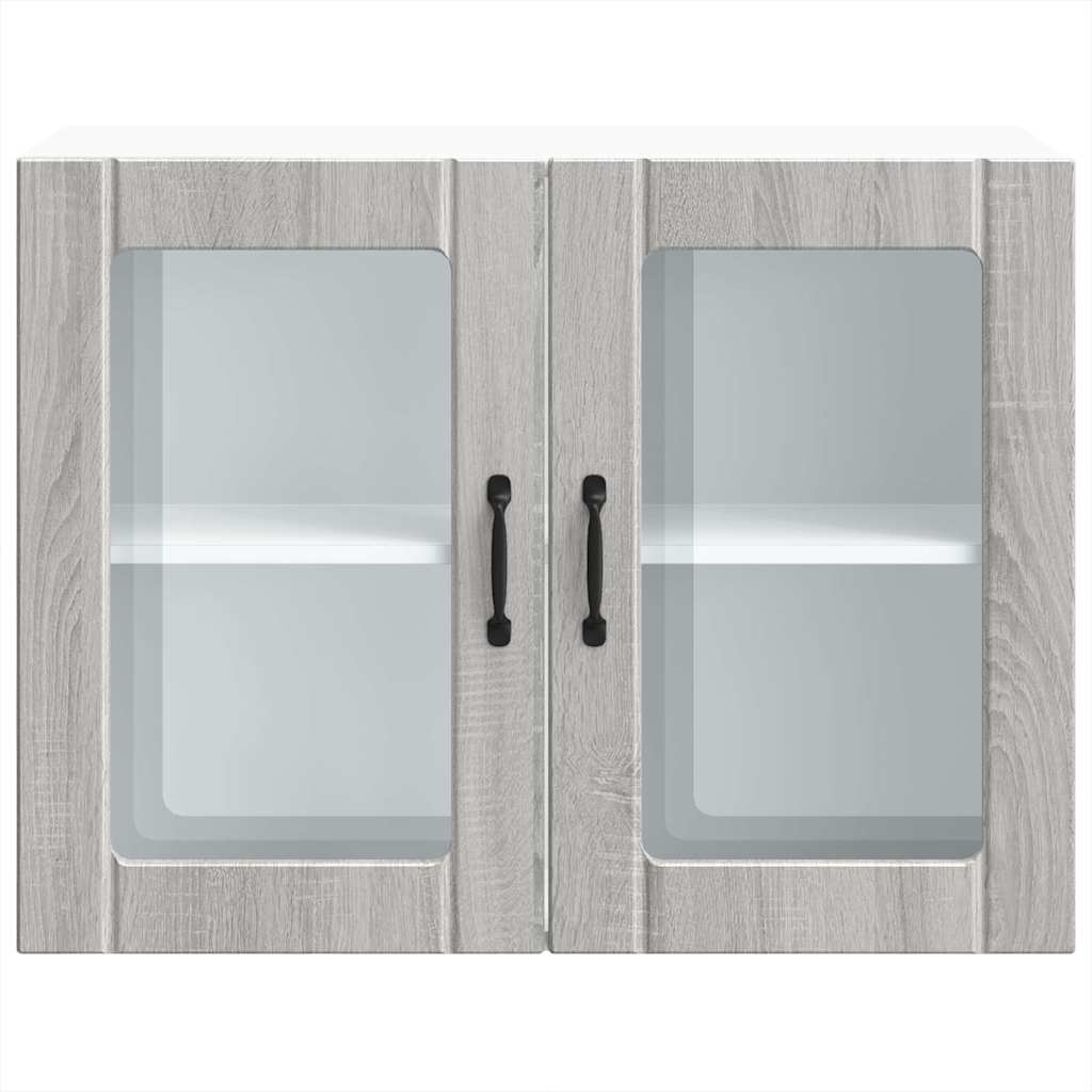 Pensile da Cucina con Porta in Vetro Lucca Grigio Sonoma - homemem39