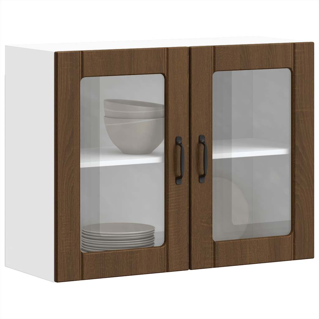 Pensile da Cucina con Porta in Vetro Lucca Rovere Marrone - homemem39