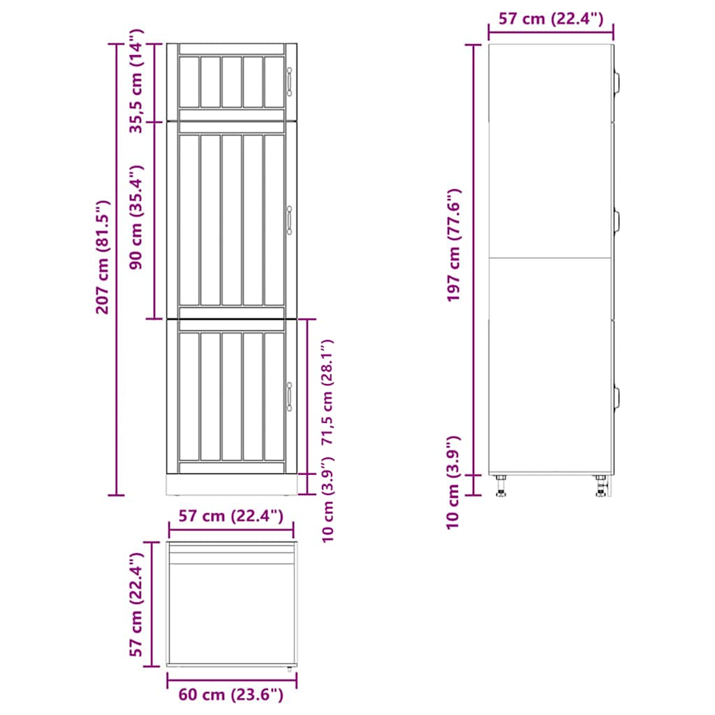 Armadio da Cucina Lucca Grigio Cemento in Legno Multistrato - homemem39