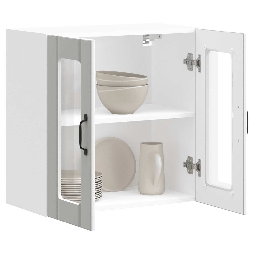 Pensile da Cucina con Porta in Vetro Lucca Bianco Truciolato - homemem39