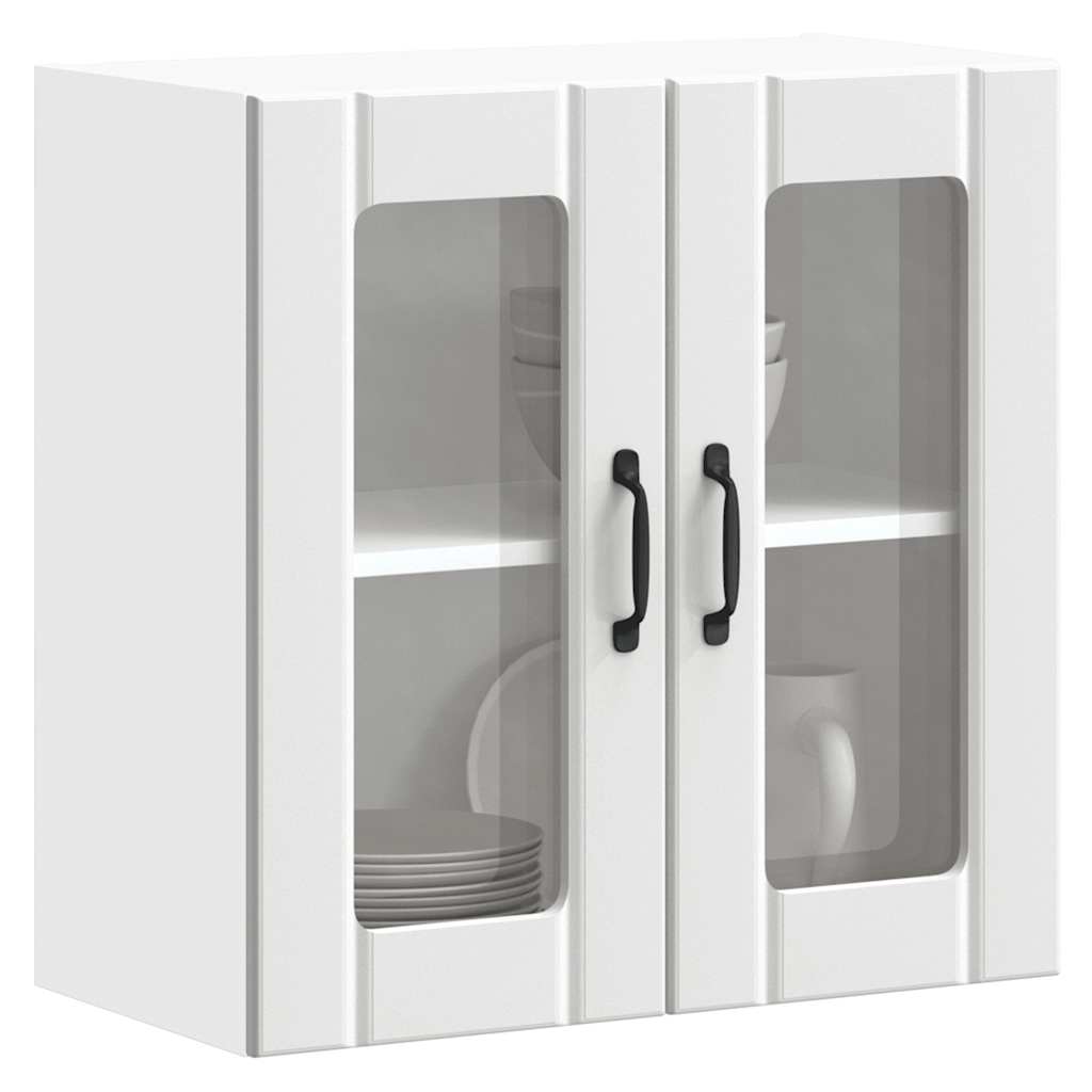 Pensile da Cucina con Porta in Vetro Lucca Bianco Truciolato - homemem39