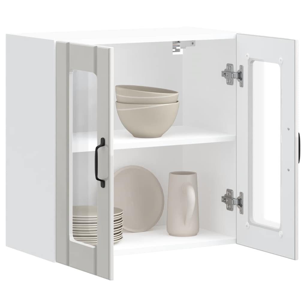 Pensile da Cucina con Porta in Vetro Lucca Bianco Lucido - homemem39