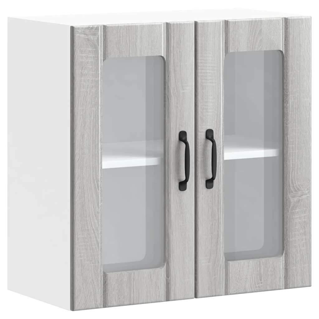 Pensile da Cucina con Porta in Vetro Lucca Grigio Sonoma - homemem39