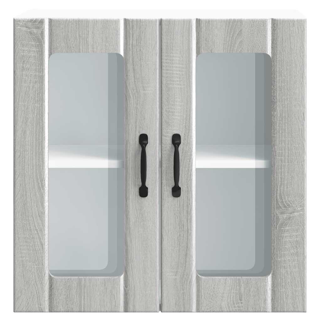 Pensile da Cucina con Porta in Vetro Lucca Grigio Sonoma - homemem39