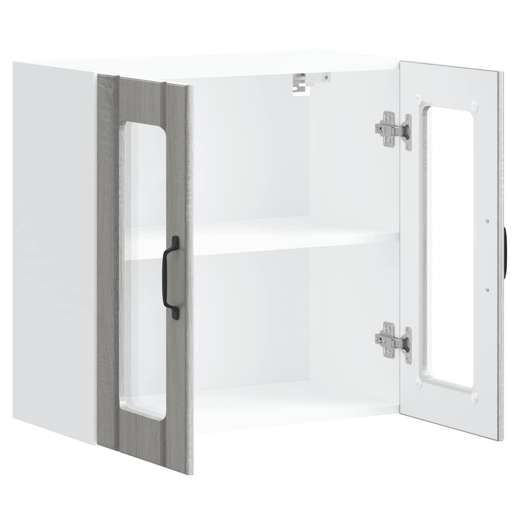 Pensile da Cucina con Porta in Vetro Lucca Grigio Sonoma - homemem39