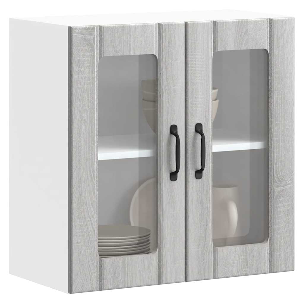 Pensile da Cucina con Porta in Vetro Lucca Grigio Sonoma - homemem39