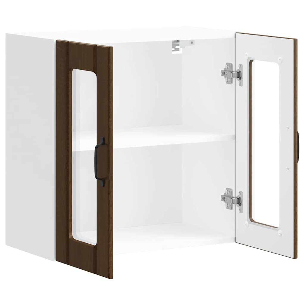 Pensile da Cucina con Porta in Vetro Lucca Rovere Marrone - homemem39