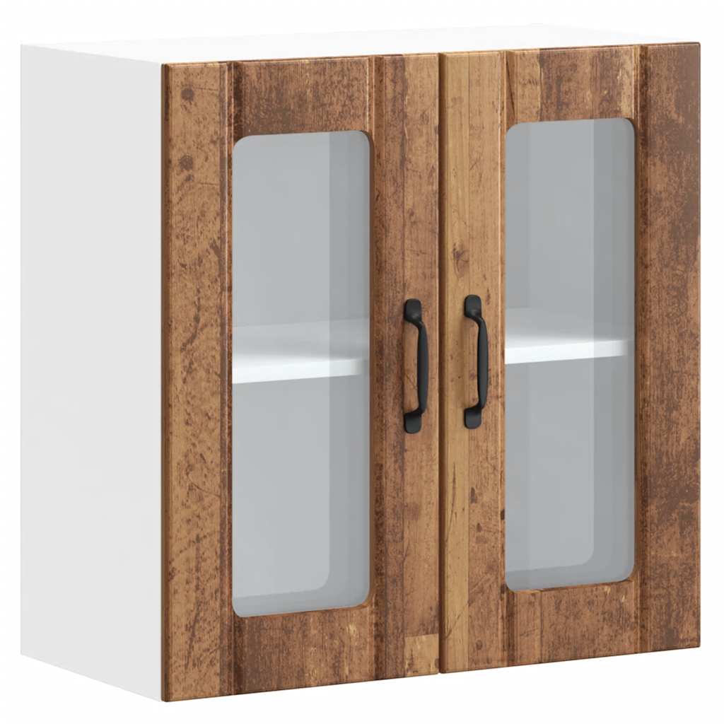 Pensile da Cucina con Porta in Vetro Lucca Legno Vecchio - homemem39