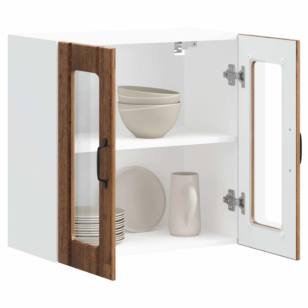 Pensile da Cucina con Porta in Vetro Lucca Legno Vecchio - homemem39
