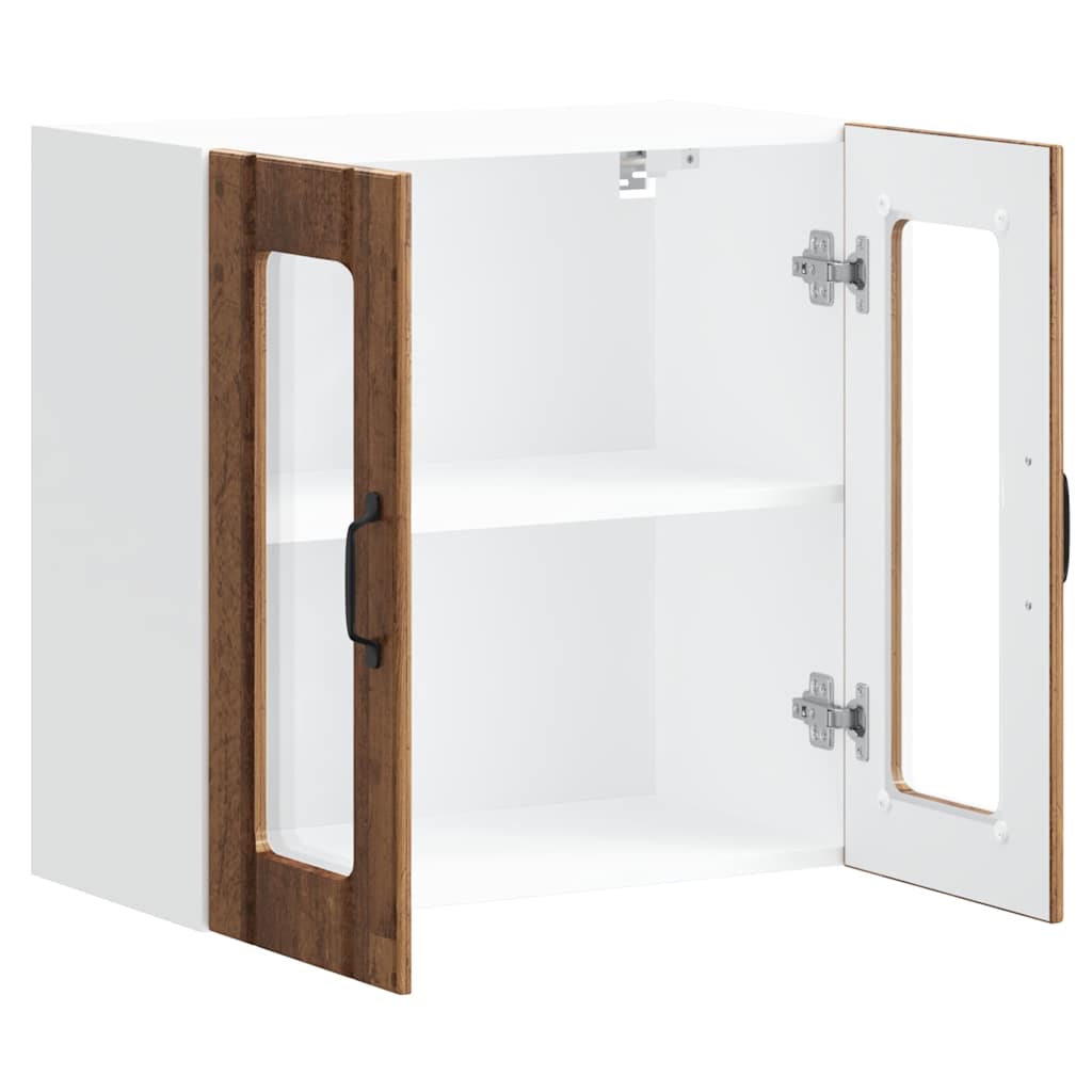 Pensile da Cucina con Porta in Vetro Lucca Legno Vecchio - homemem39