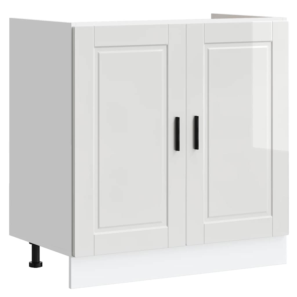 Mobile base lavello Porto Bianco Lucido 80x46x81,5cm Truciolato - homemem39