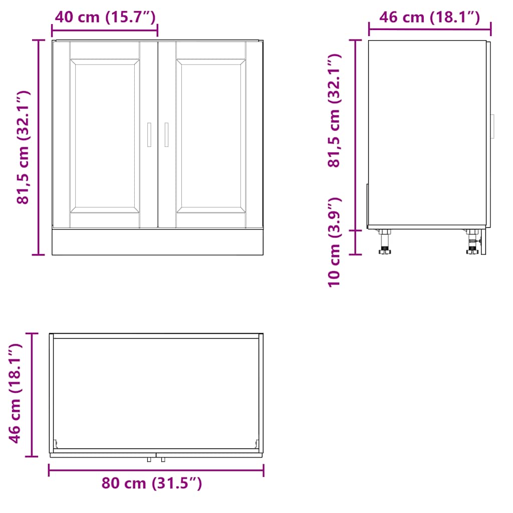 Mobile base lavello Porto Rovere Artigianale 80x46x81,5 cm - homemem39