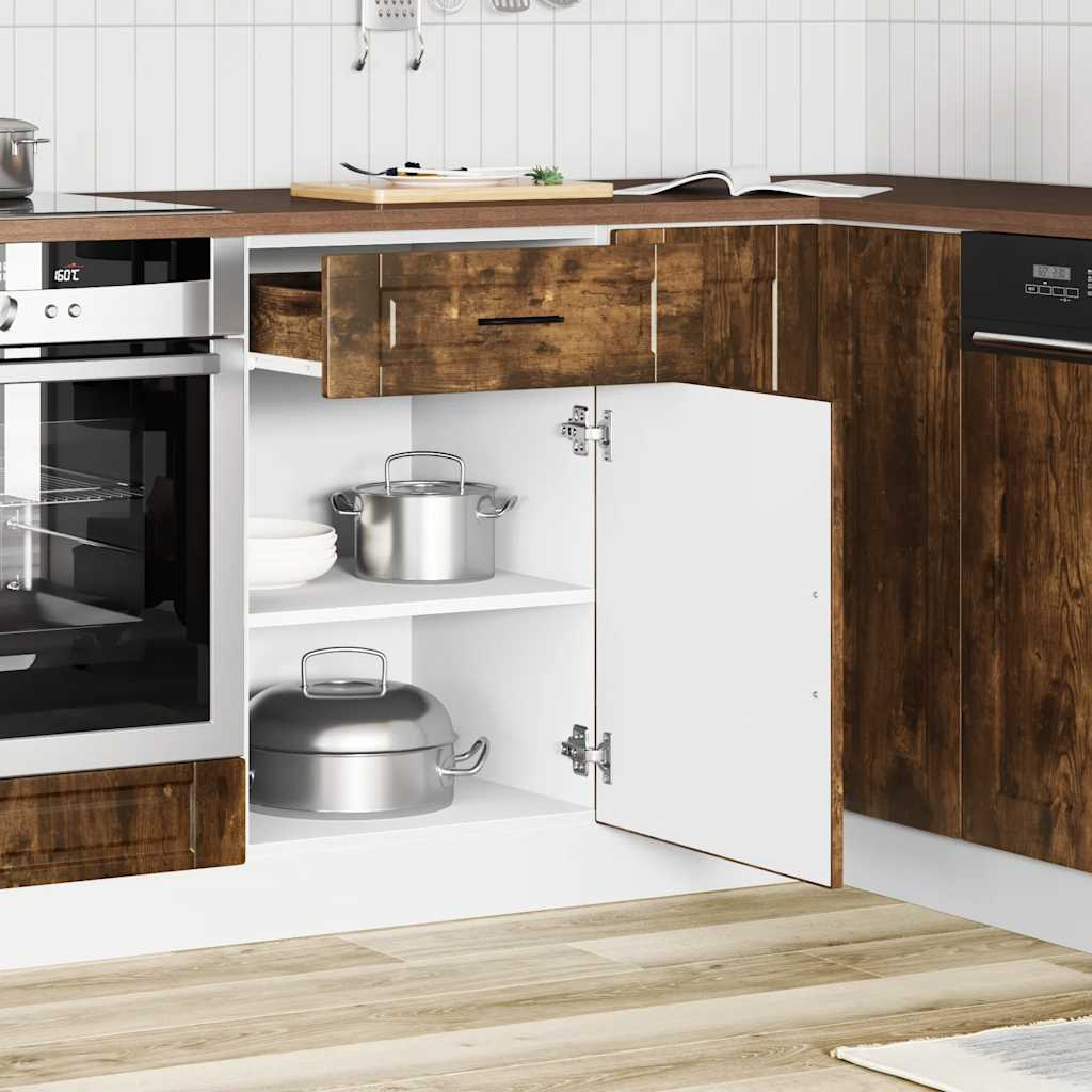 Base da Cucina Porto Rovere Fumo in Legno Multistrato - homemem39