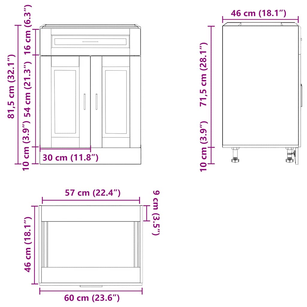 Base da Cucina Porto Bianco Lucido in Legno Multistrato - homemem39
