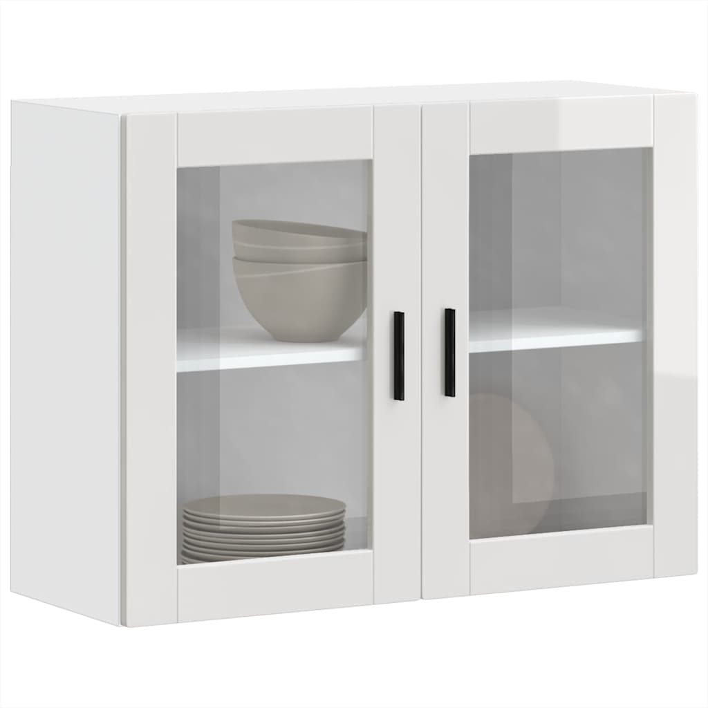 Pensile da Cucina con Porta in Vetro Porto Bianco Lucido - homemem39