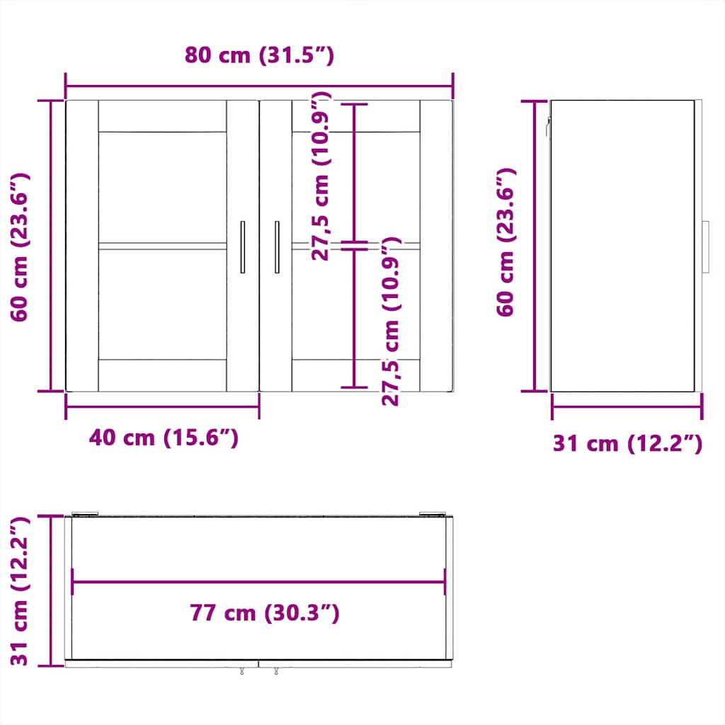 Pensile da Cucina con Porta in Vetro Porto Rovere Fumo