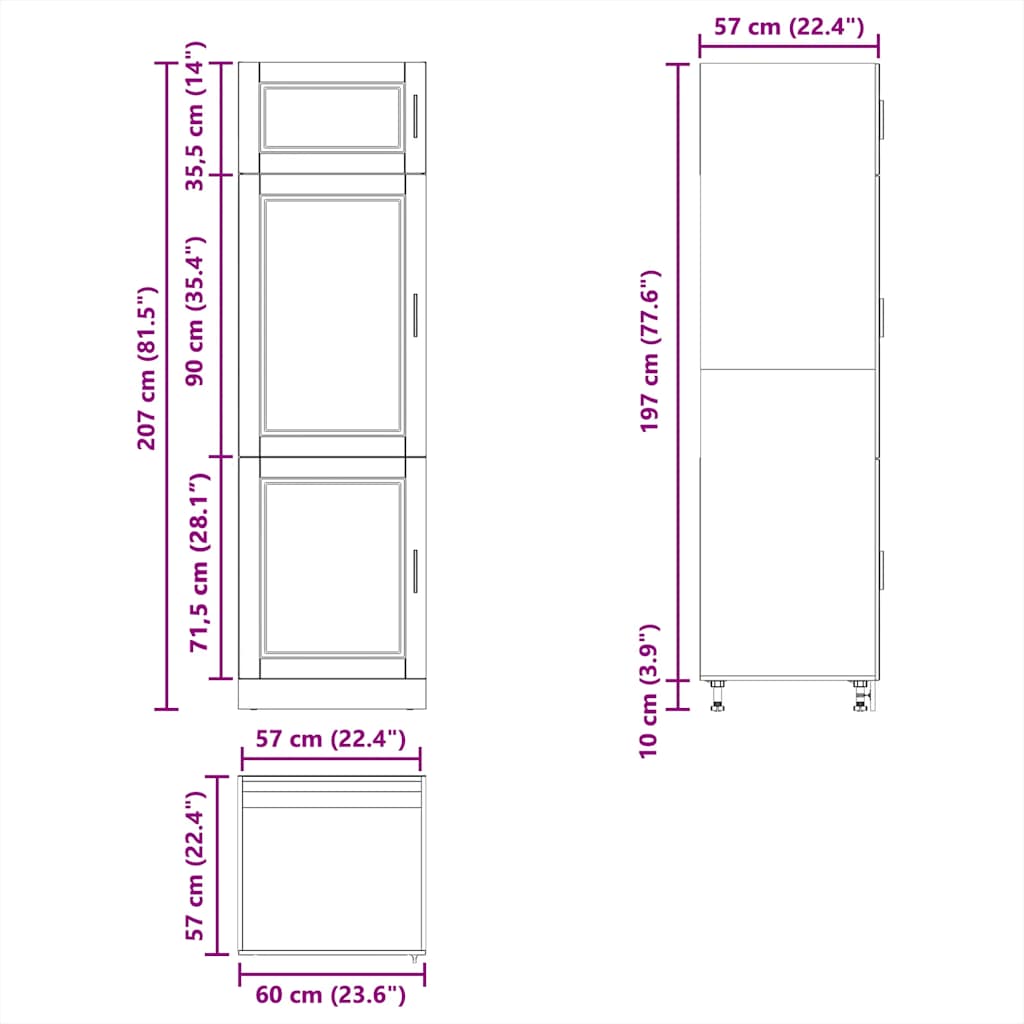 Armadio da Cucina Porto Rovere Fumo in Legno Multistrato - homemem39