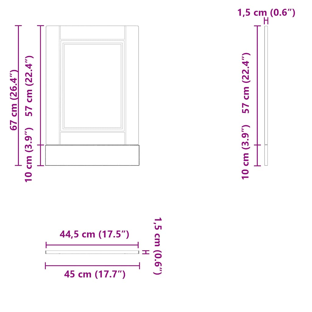 Pannello Lavastoviglie Porto Legno Vecchio 45x1,5x67 cm - homemem39