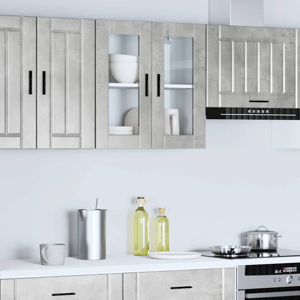 Pensile da Cucina con Porta in Vetro Porto Grigio Cemento