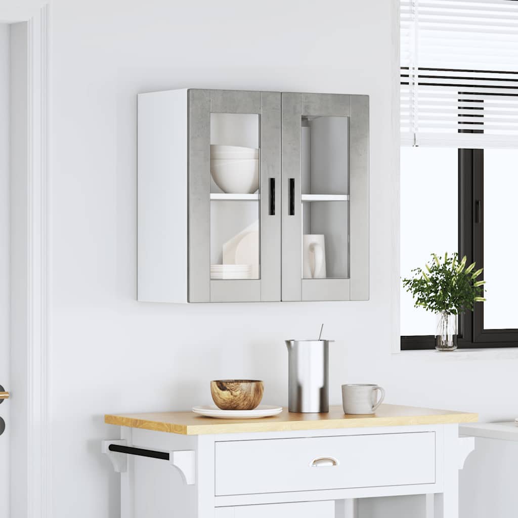 Pensile da Cucina con Porta in Vetro Porto Grigio Cemento