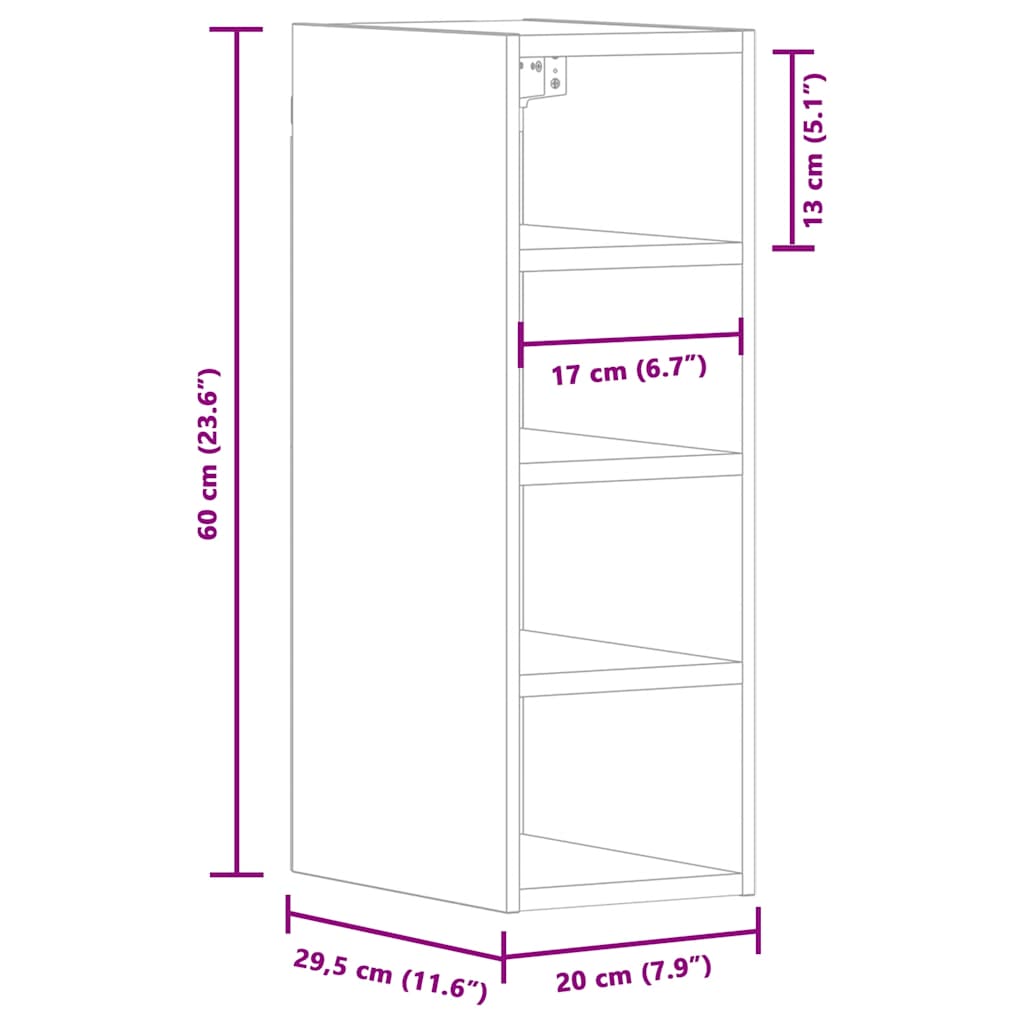 Mobile Pensile “Riga” Legno Antico 20x29,5x60 cm | homemem39