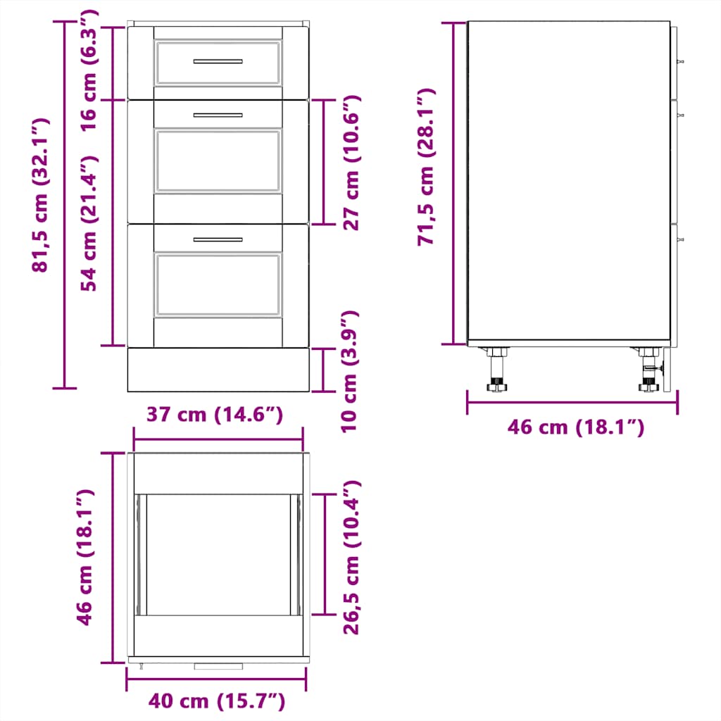 Base da Cucina Porto Rovere Fumo in Legno Multistrato - homemem39