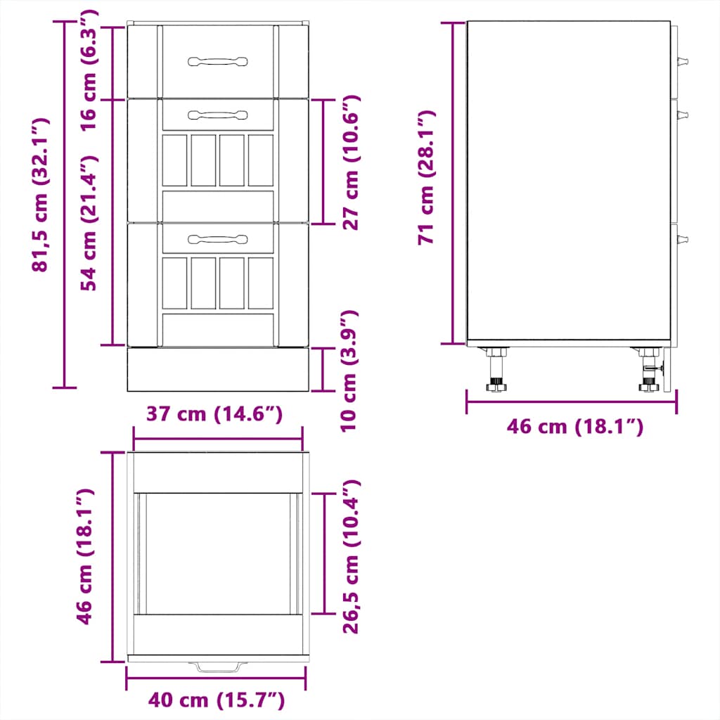 Base da Cucina Lucca Rovere Marrone in Legno Multistrato - homemem39