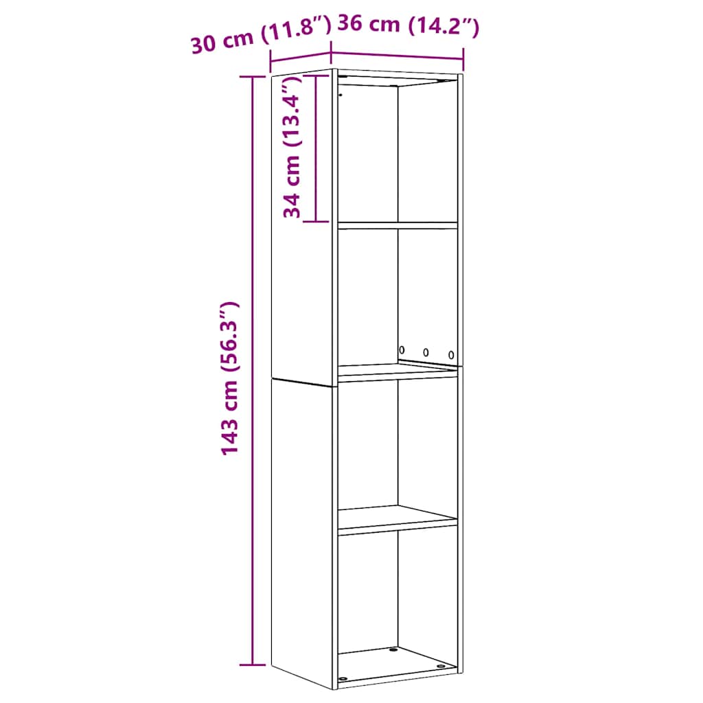 Libreria/Mobile TV Rovere Artigianale 36x30x143 cm Truciolato