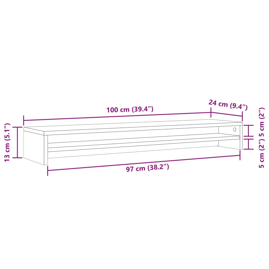 Supporto per Monitor Legno Antico 100x24x13cm Legno Multistrato - homemem39