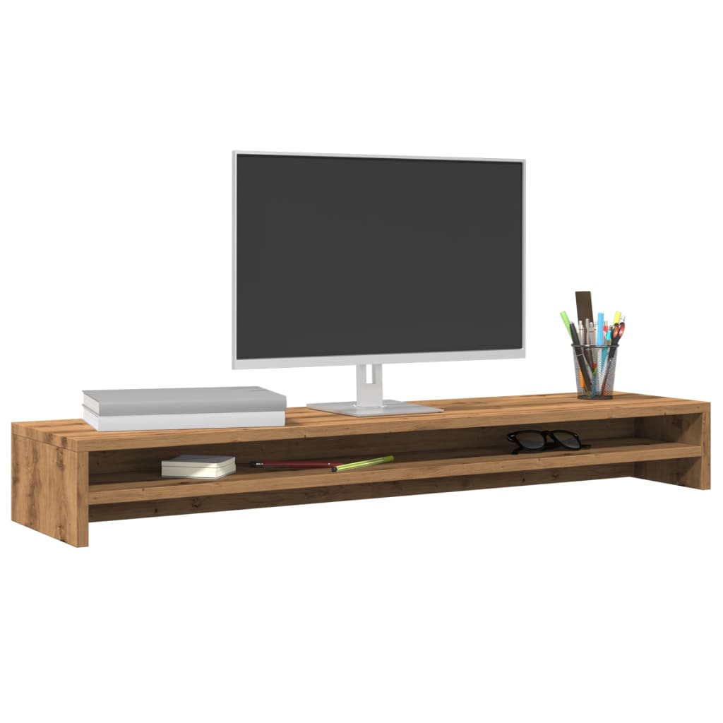 Supporto Monitor Rovere Artigianale 100x24x13 cm Multistrato - homemem39
