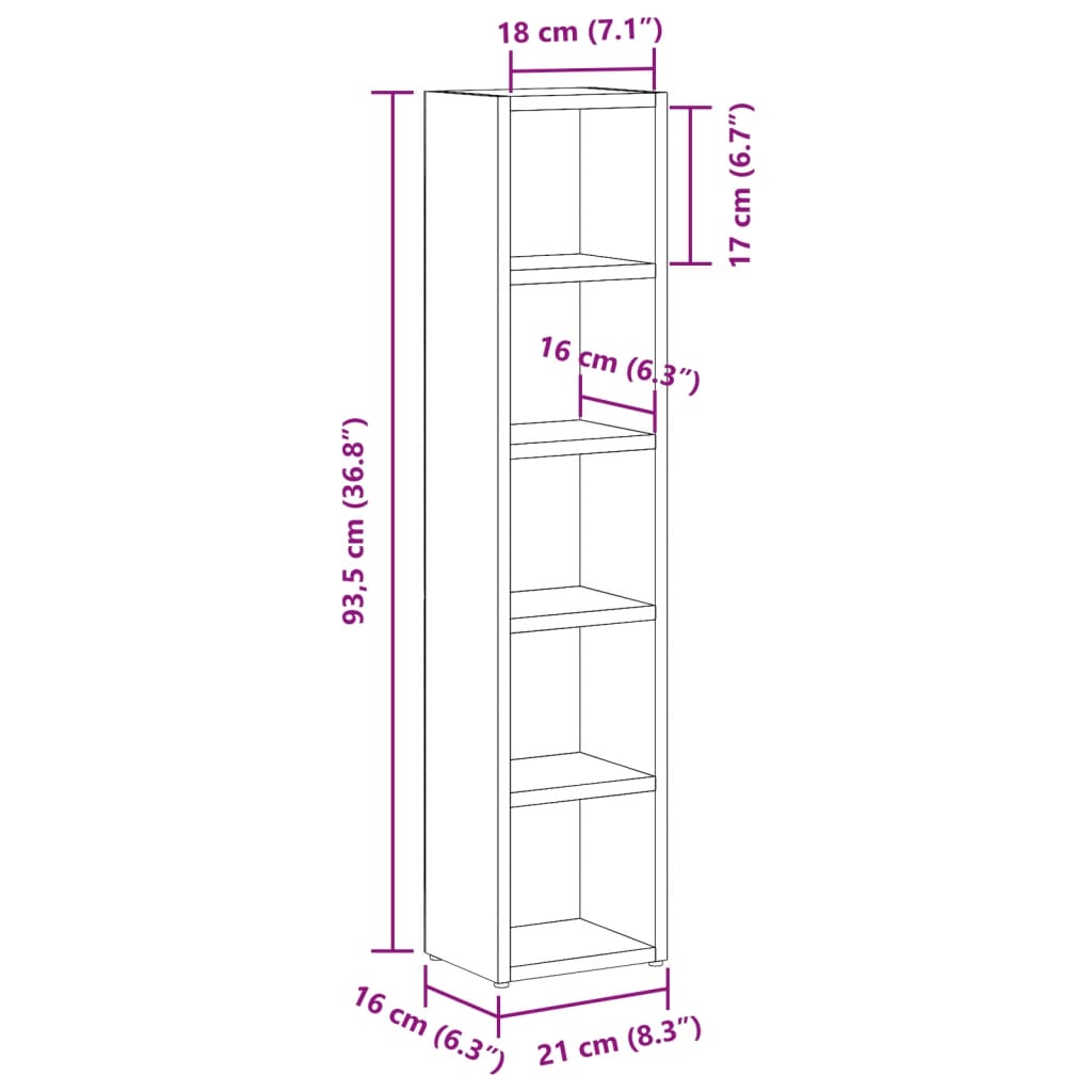 Mobili Porta CD 2pz Rovere Artigianale 21x16x93,5 in Truciolato - homemem39