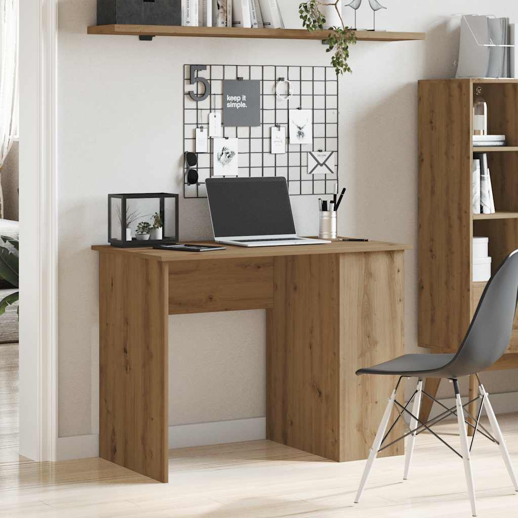 Scrivania Rovere Artigianale 100x55x75 cm in Legno Multistrato - homemem39