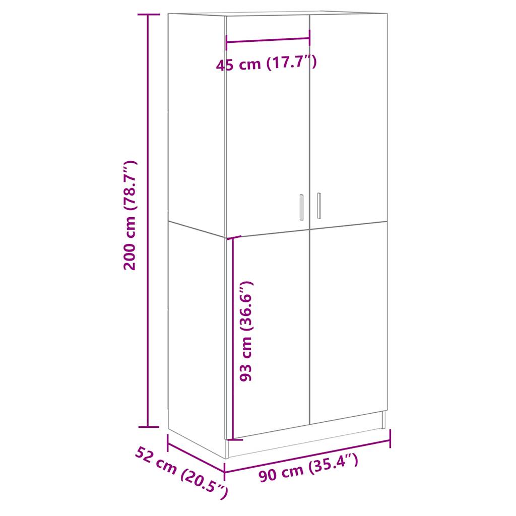 Armadio Legno Antico 90x52x200 cm in Truciolato - homemem39